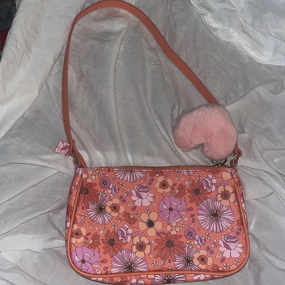 NWT Retro vintage style floral armpit bag shoulder bag orange purple Wild Fable